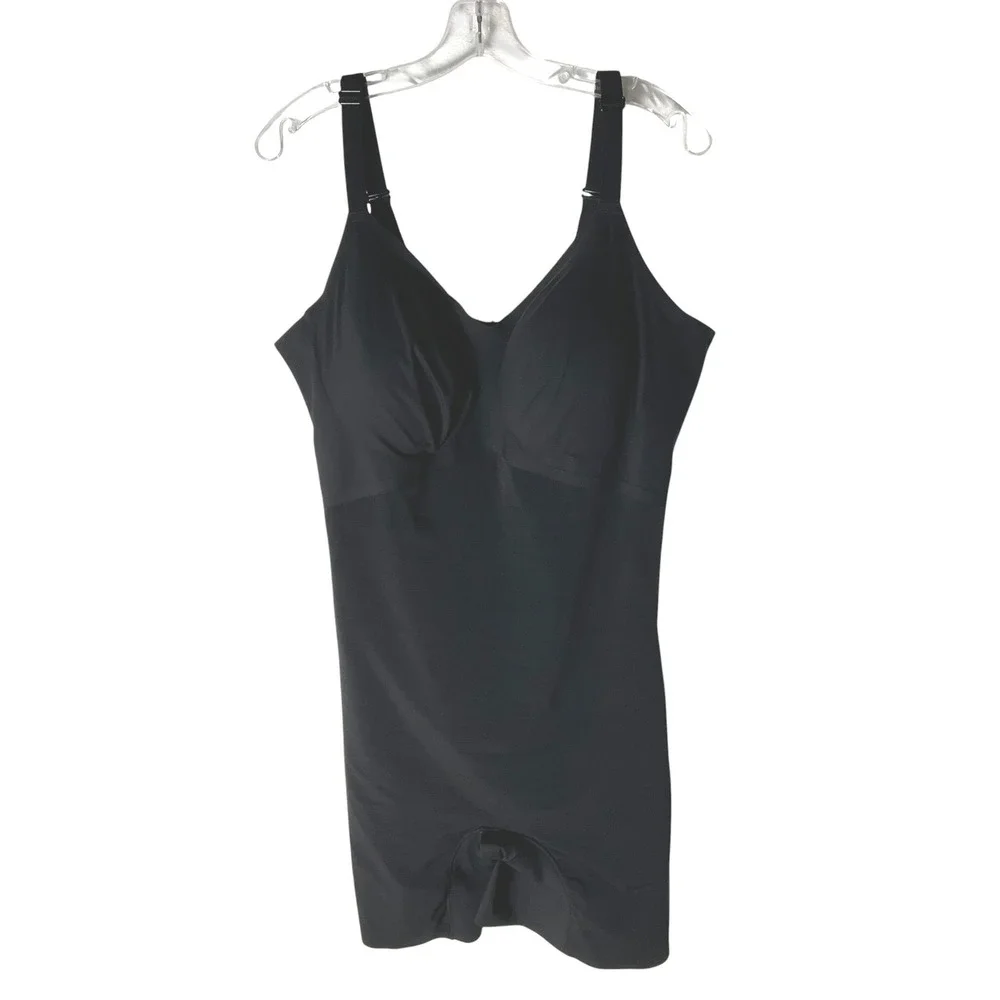 Honeylove Sleeveless Mid-Thigh Bodysuit Compression TPBS00010 Black Plus Size 3X